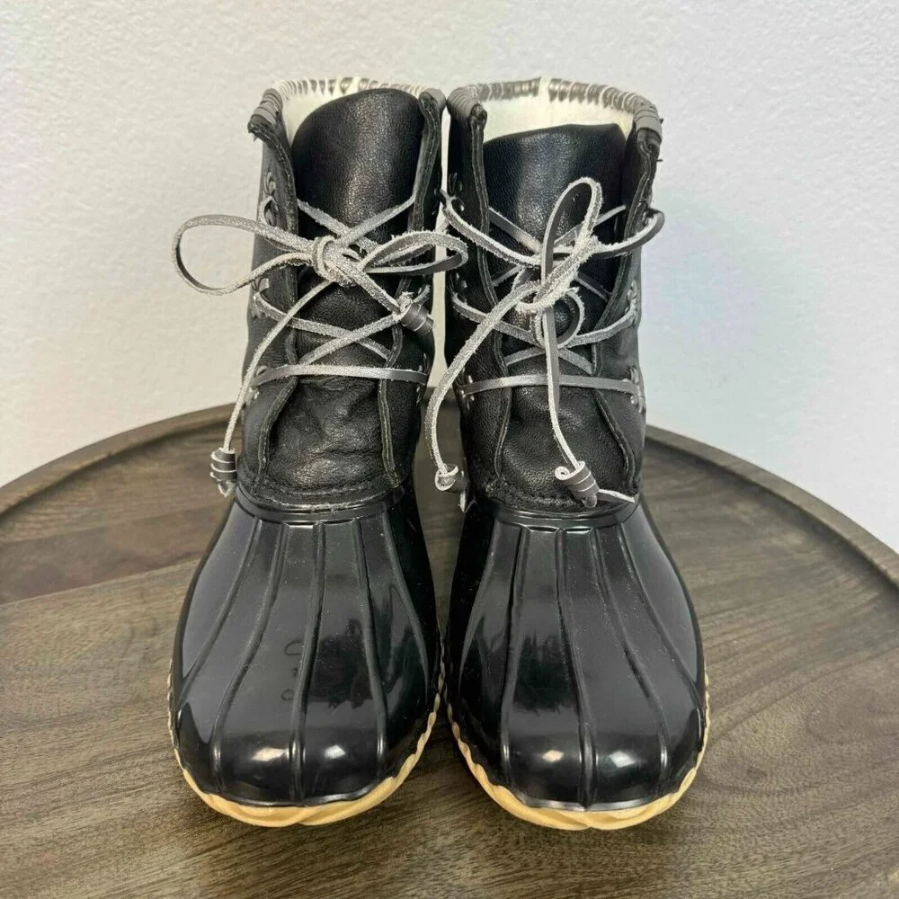 Jack Rogers Women's Chloe Duck Boots Lace Up Waterproof Black Size 7M